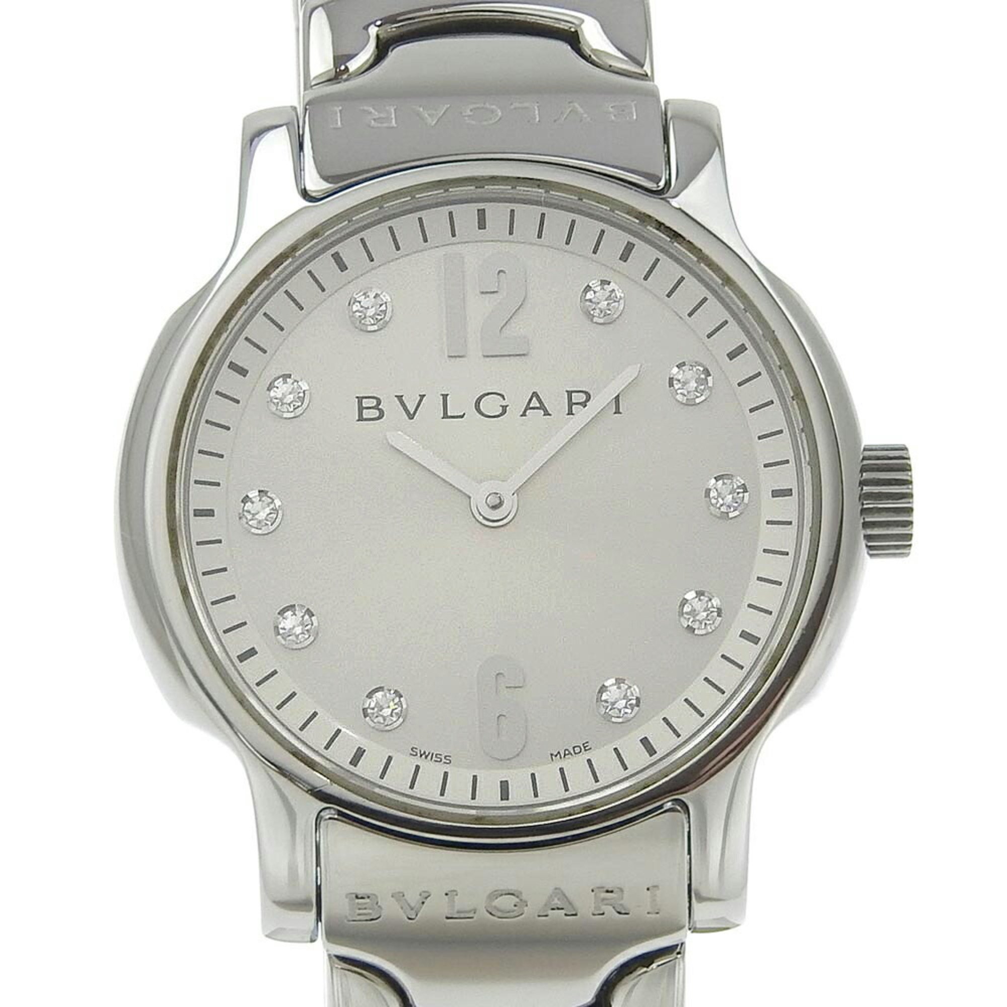 BVLGARI Solotempo ST29S Silver Dial 10P Diamond SS Quartz Ladies 29mm Watch