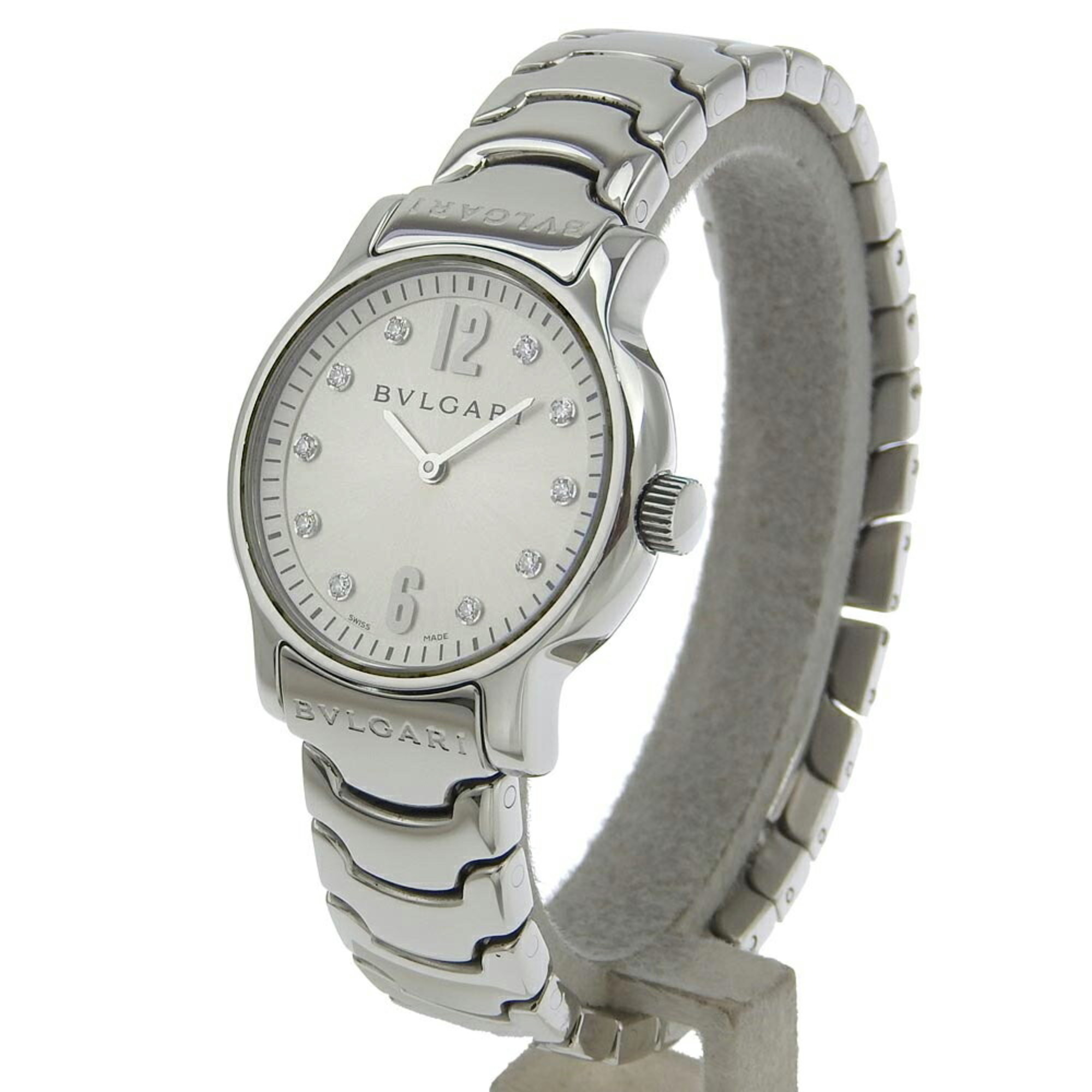 BVLGARI Solotempo ST29S Silver Dial 10P Diamond SS Quartz Ladies 29mm Watch