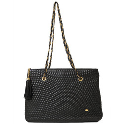 BALLY Quilted Chain Shoulder Bag Black Women's Leather Tote