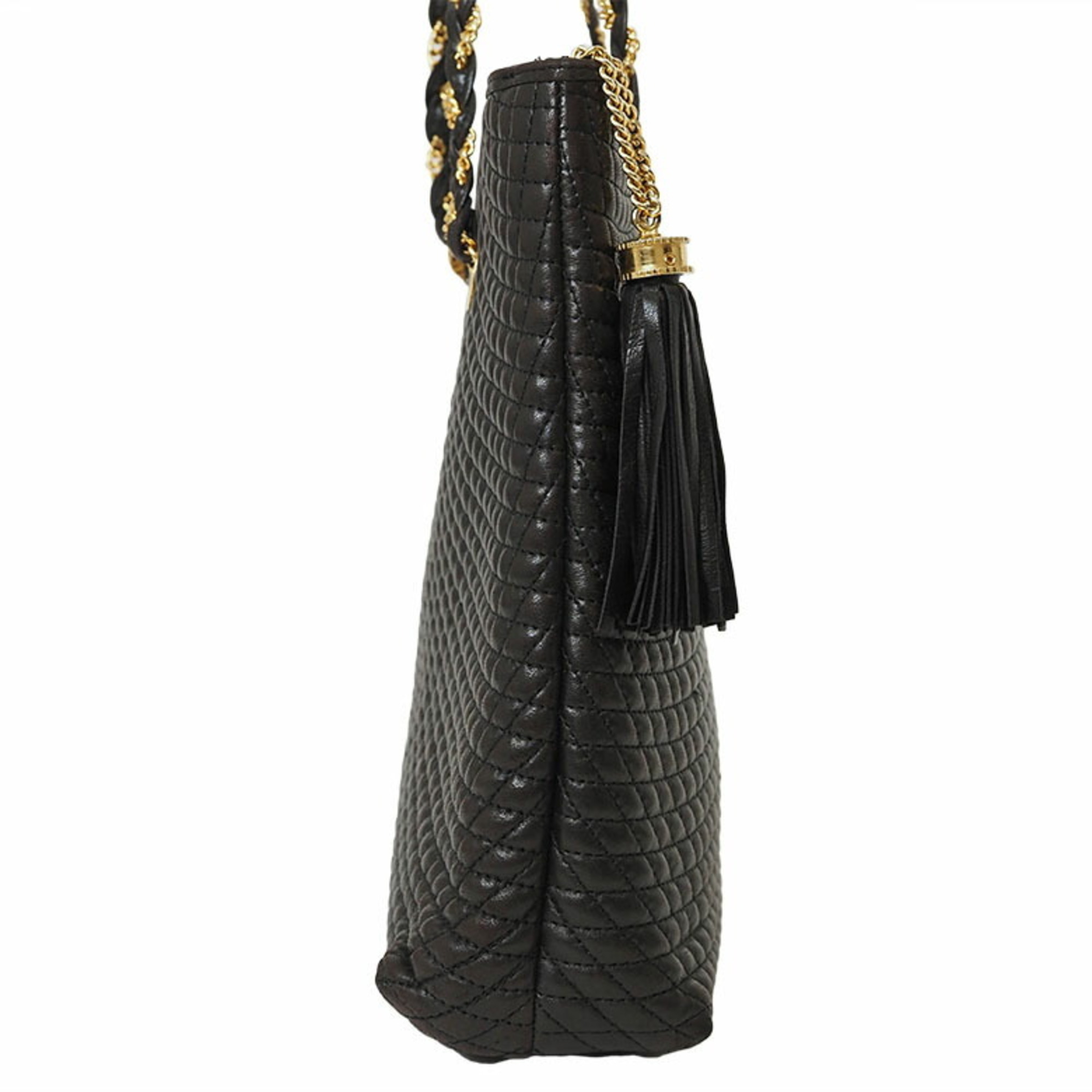 BALLY Quilted Chain Shoulder Bag Black Women's Leather Tote