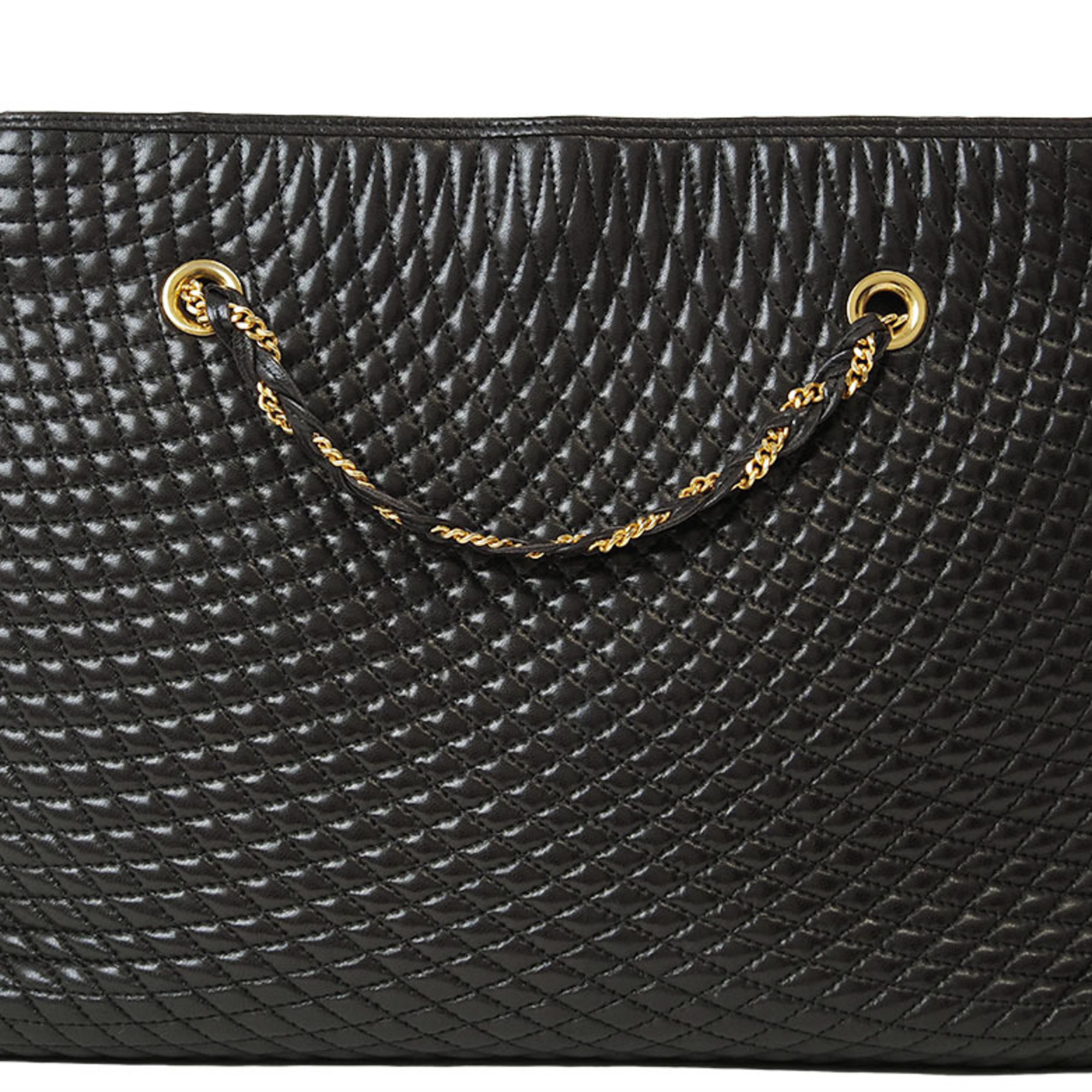 BALLY Quilted Chain Shoulder Bag Black Women's Leather Tote