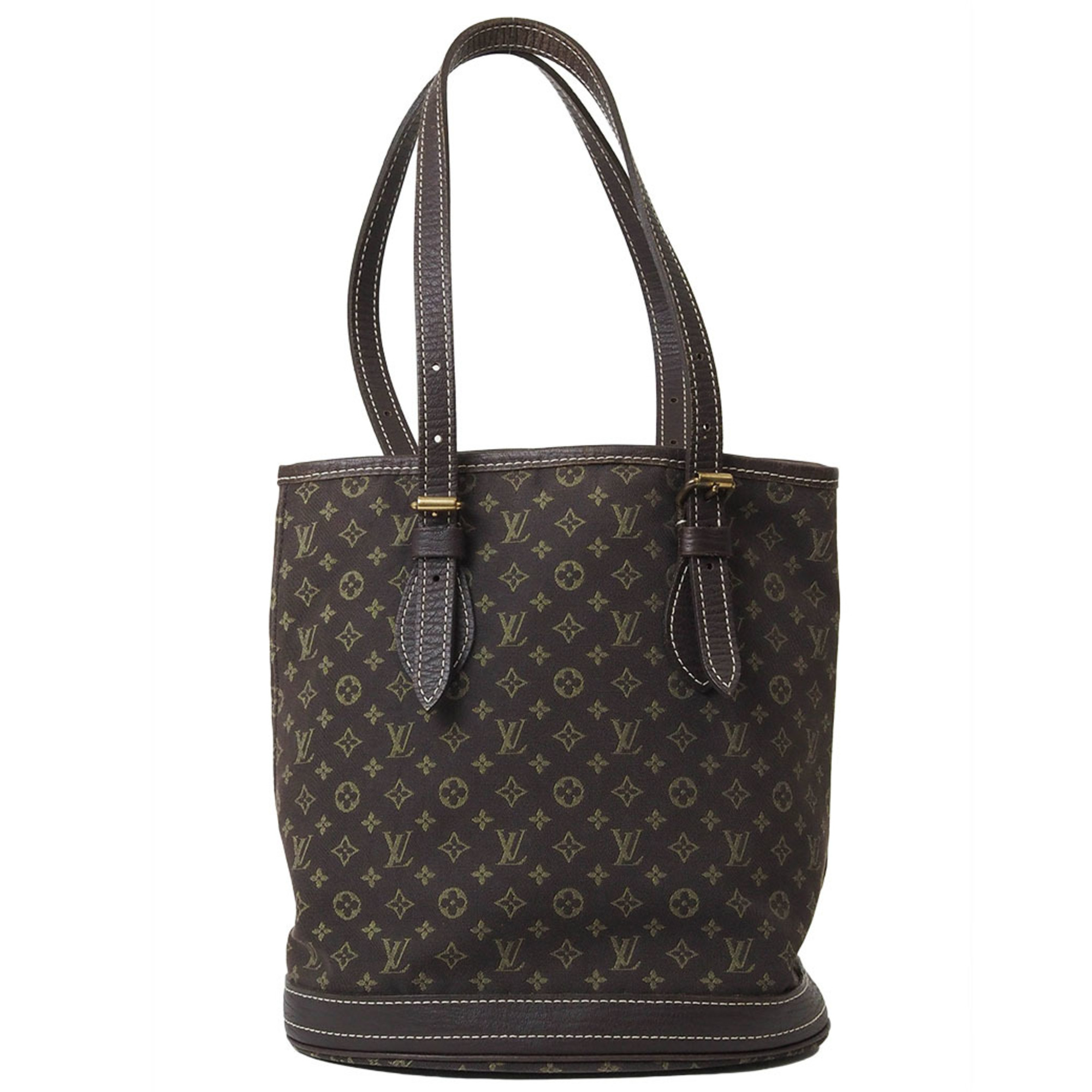 Louis Vuitton Bucket PM Bag Ebene M95226 Women's Monogram Run Tote Canvas LOUIS VUITTON