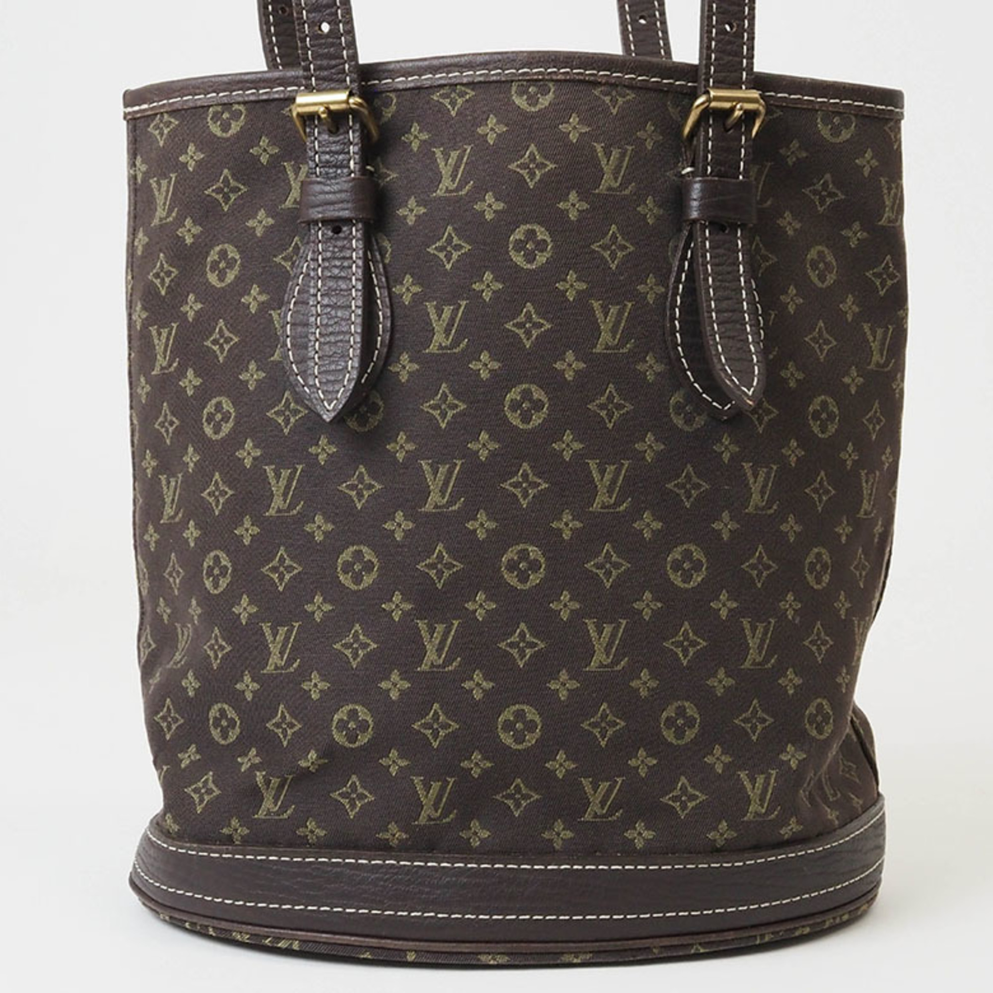 Louis Vuitton Bucket PM Bag Ebene M95226 Women's Monogram Run Tote Canvas LOUIS VUITTON