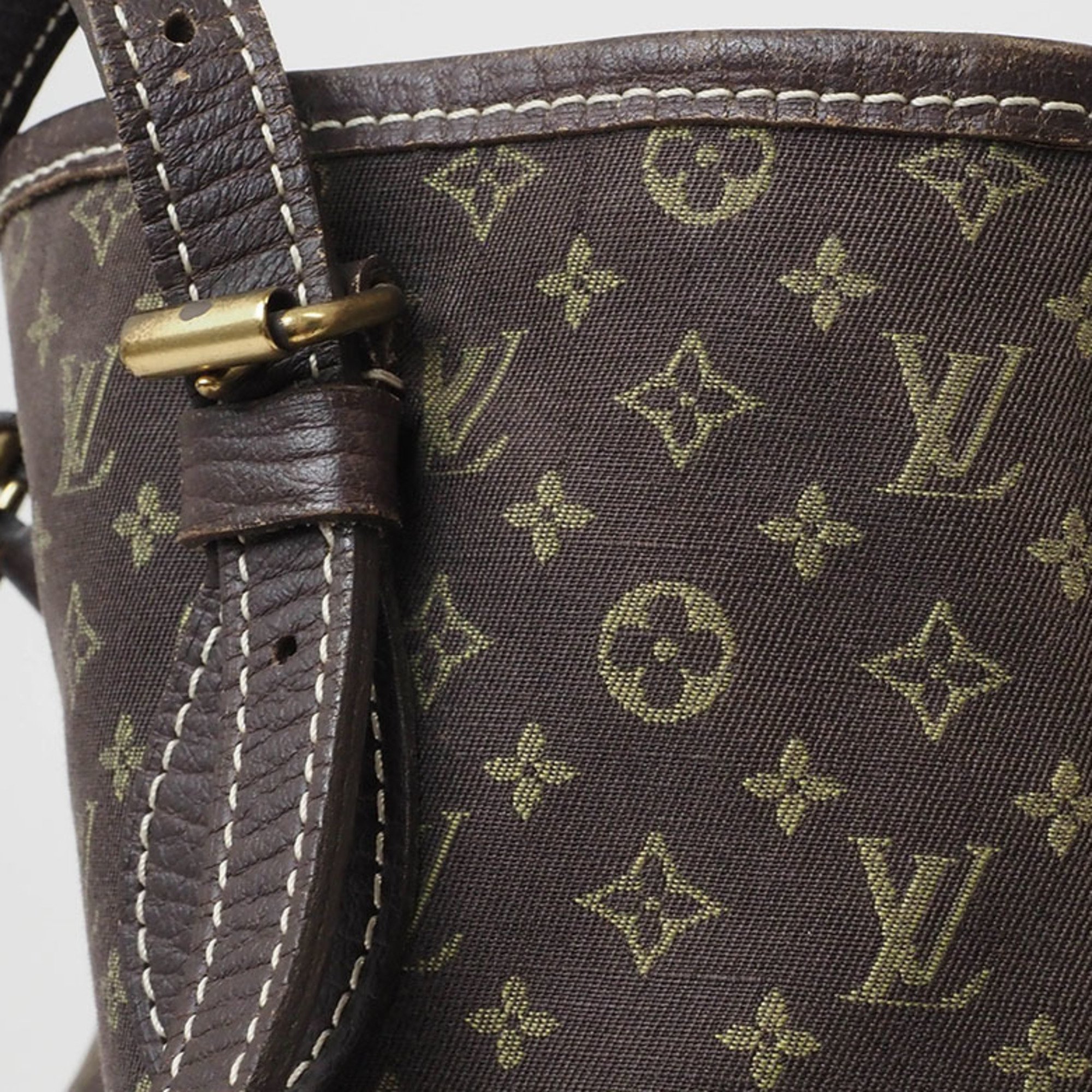 Louis Vuitton Bucket PM Bag Ebene M95226 Women's Monogram Run Tote Canvas LOUIS VUITTON