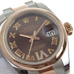 Rolex ROLEX Datejust 179161 Chocolate Brown Dial SS K18PG Diamond Oyster Bracelet