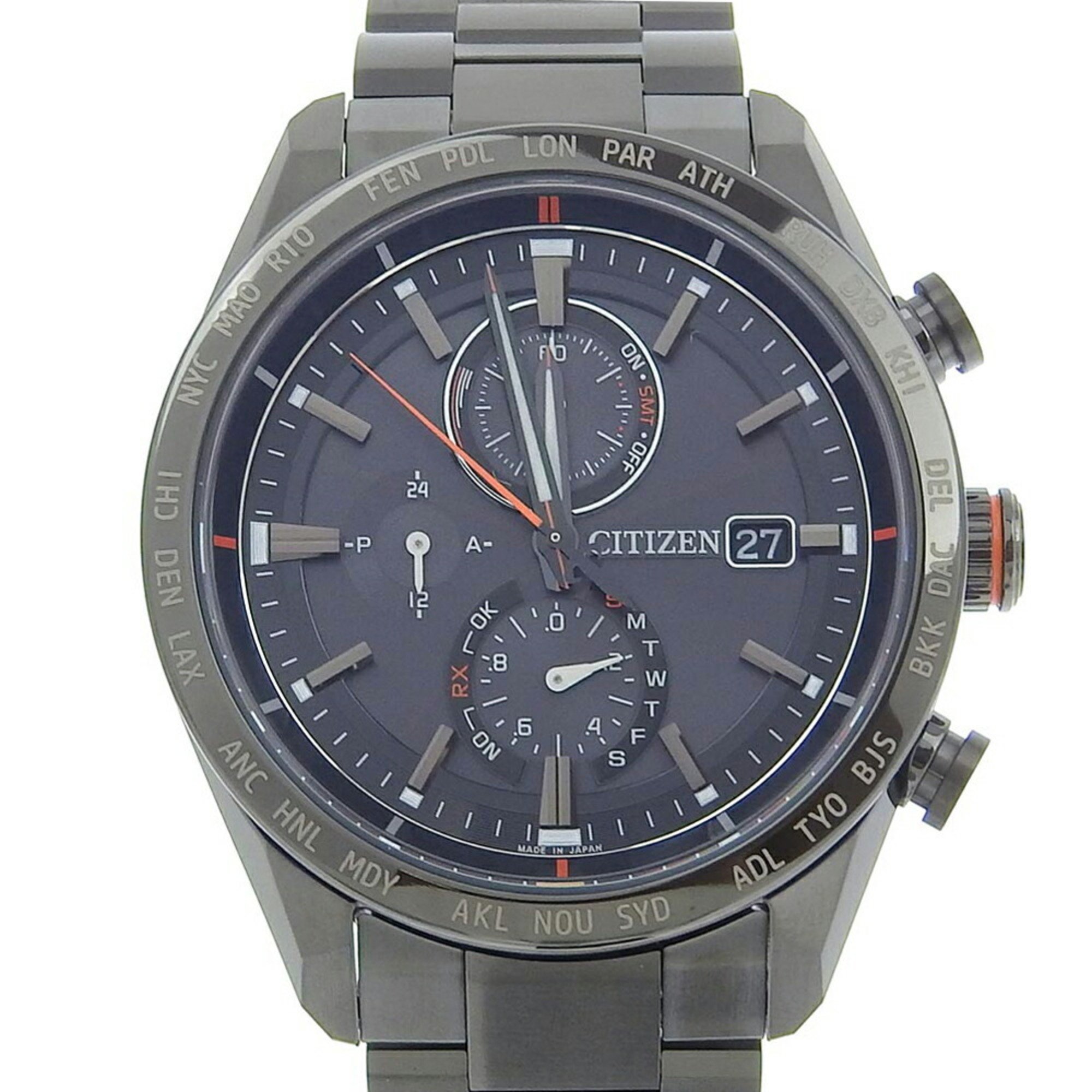 CITIZEN ATTESA DATE CHRONO H800 T025871 Black Dial Titanium Eco-Drive Solar Radio