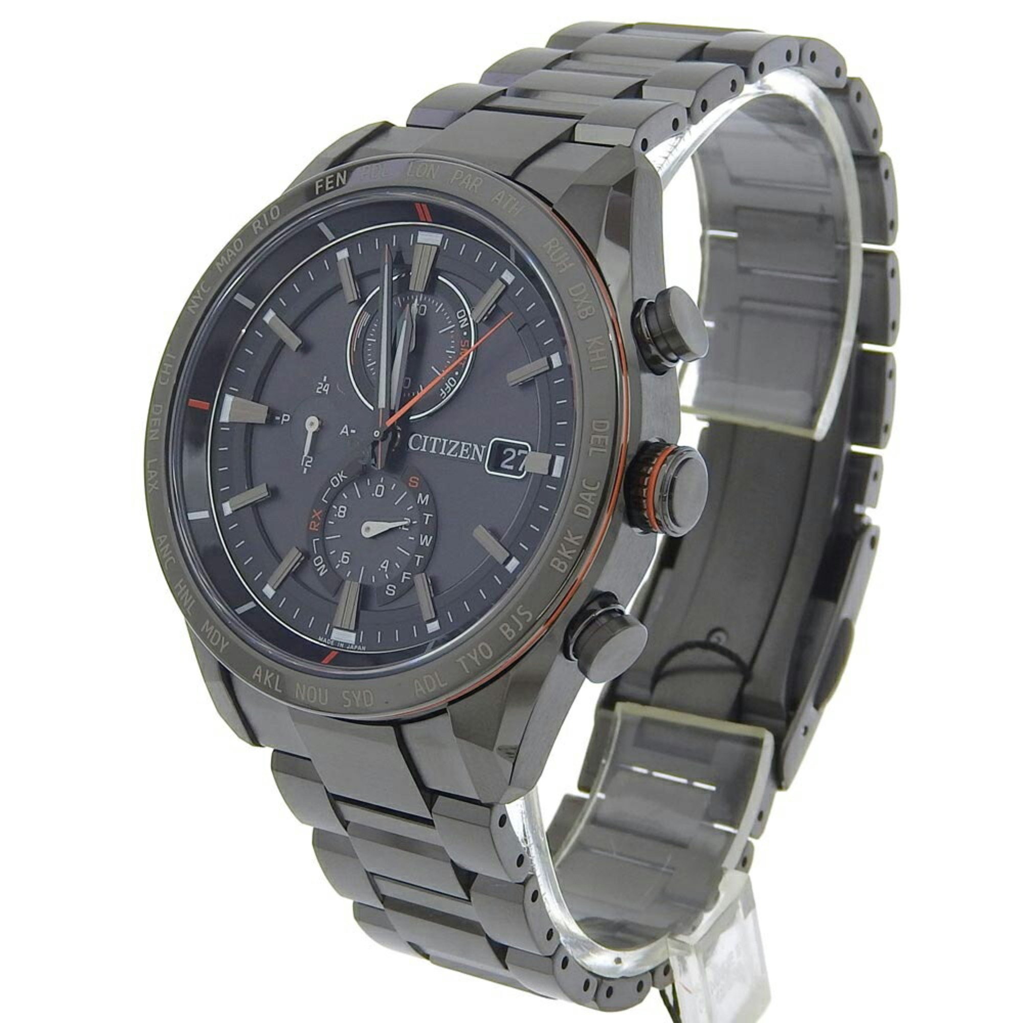 CITIZEN ATTESA DATE CHRONO H800 T025871 Black Dial Titanium Eco-Drive Solar Radio