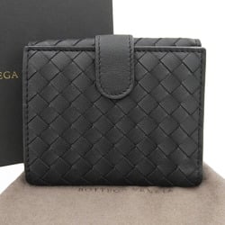 BOTTEGA VENETA Intrecciato Compact Wallet Double Fold Black