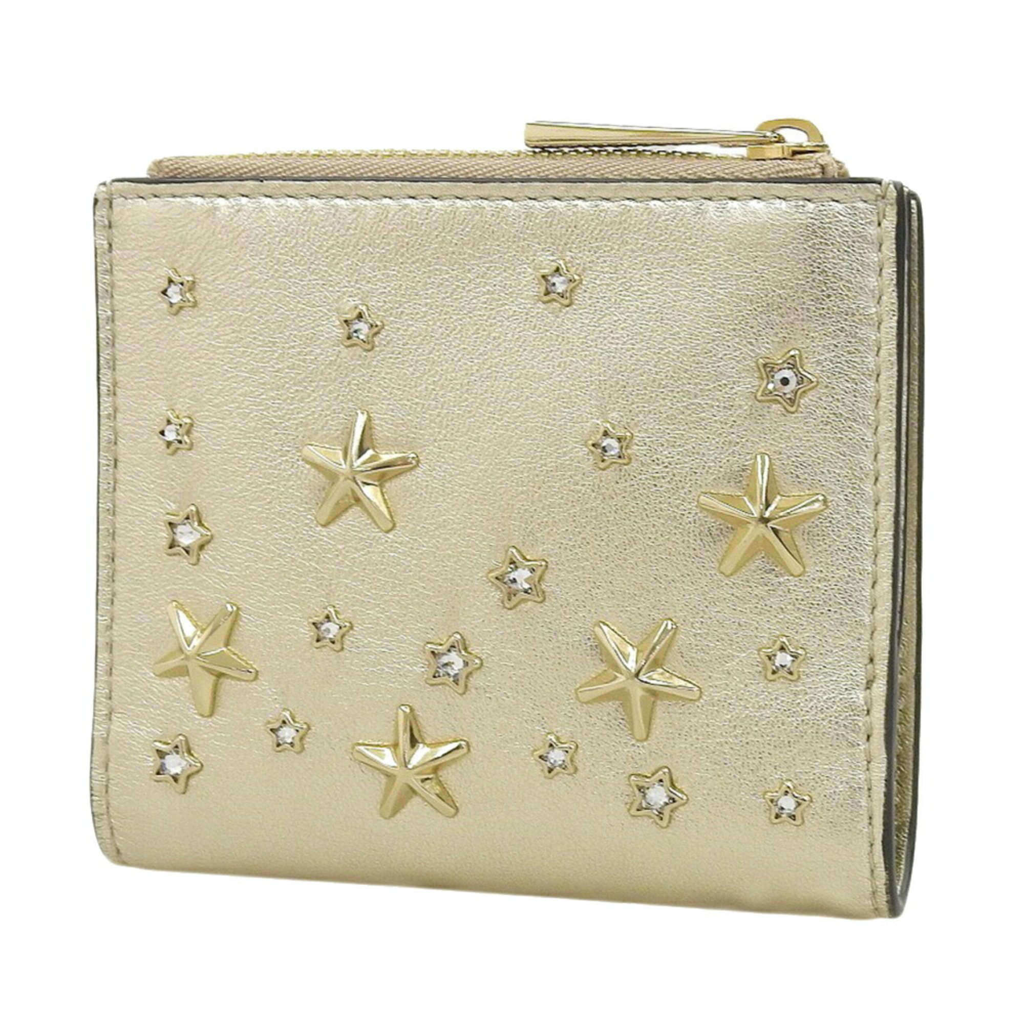 Jimmy Choo Hanni Folding Wallet Compact Gold Star Studs