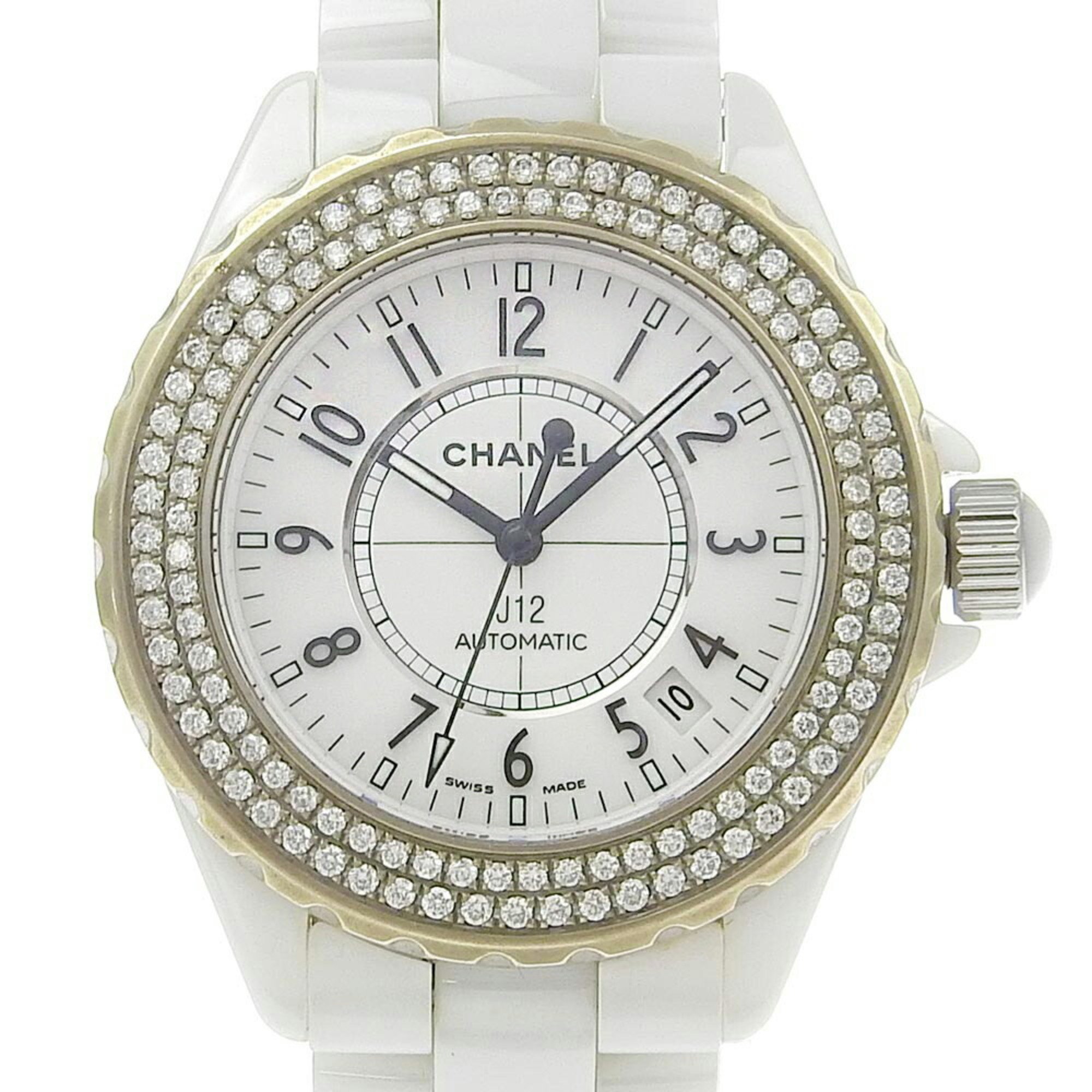 Chanel CHANEL J12 Date H0970 White Dial Bezel Diamond Ceramic Automatic 38mm Men's Watch