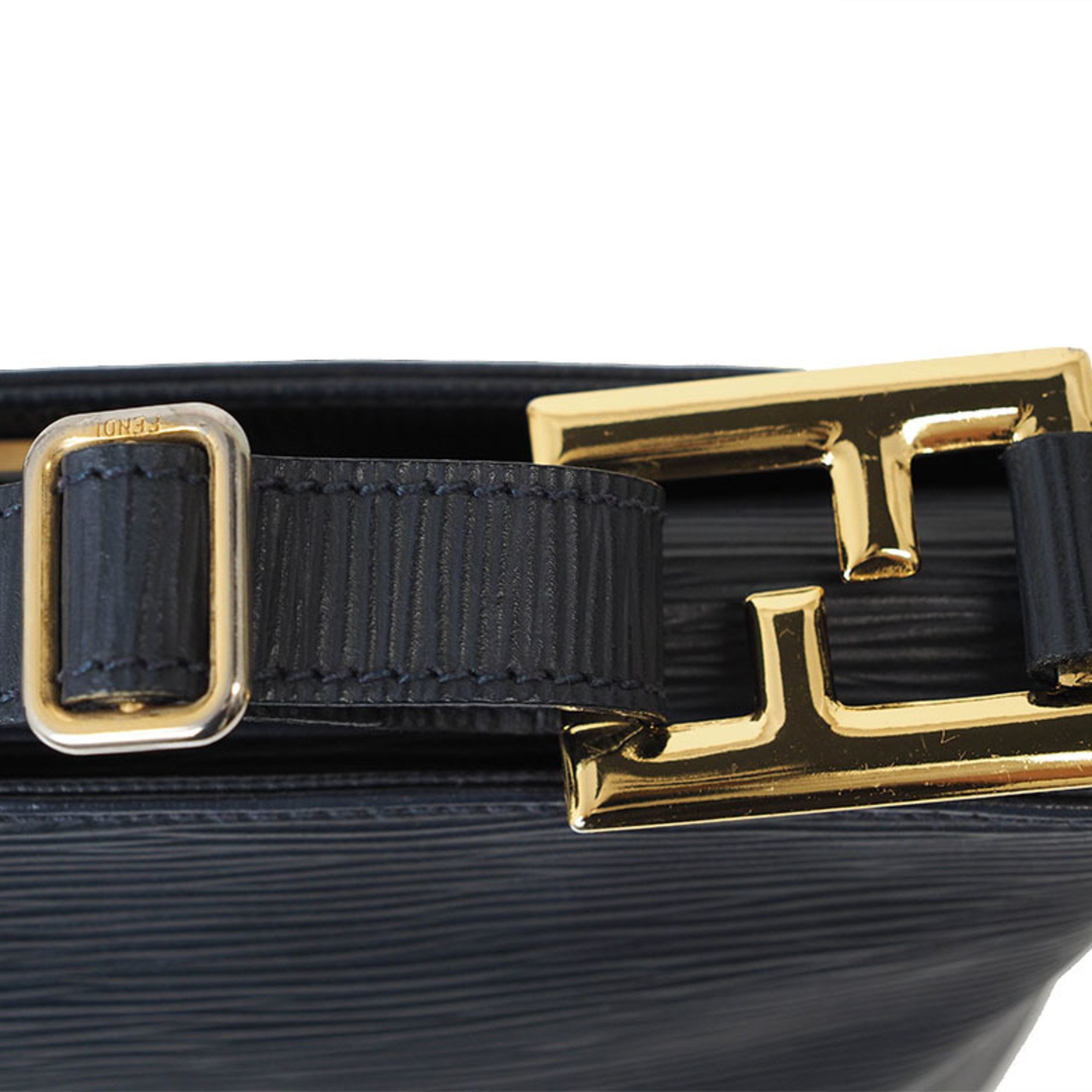 FENDI Shoulder Bag Navy Women's Leather Old Epi A5