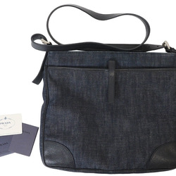 Prada Denim Shoulder Bag Navy VA0182 Men's Cotton Crossbody Storage PRADA