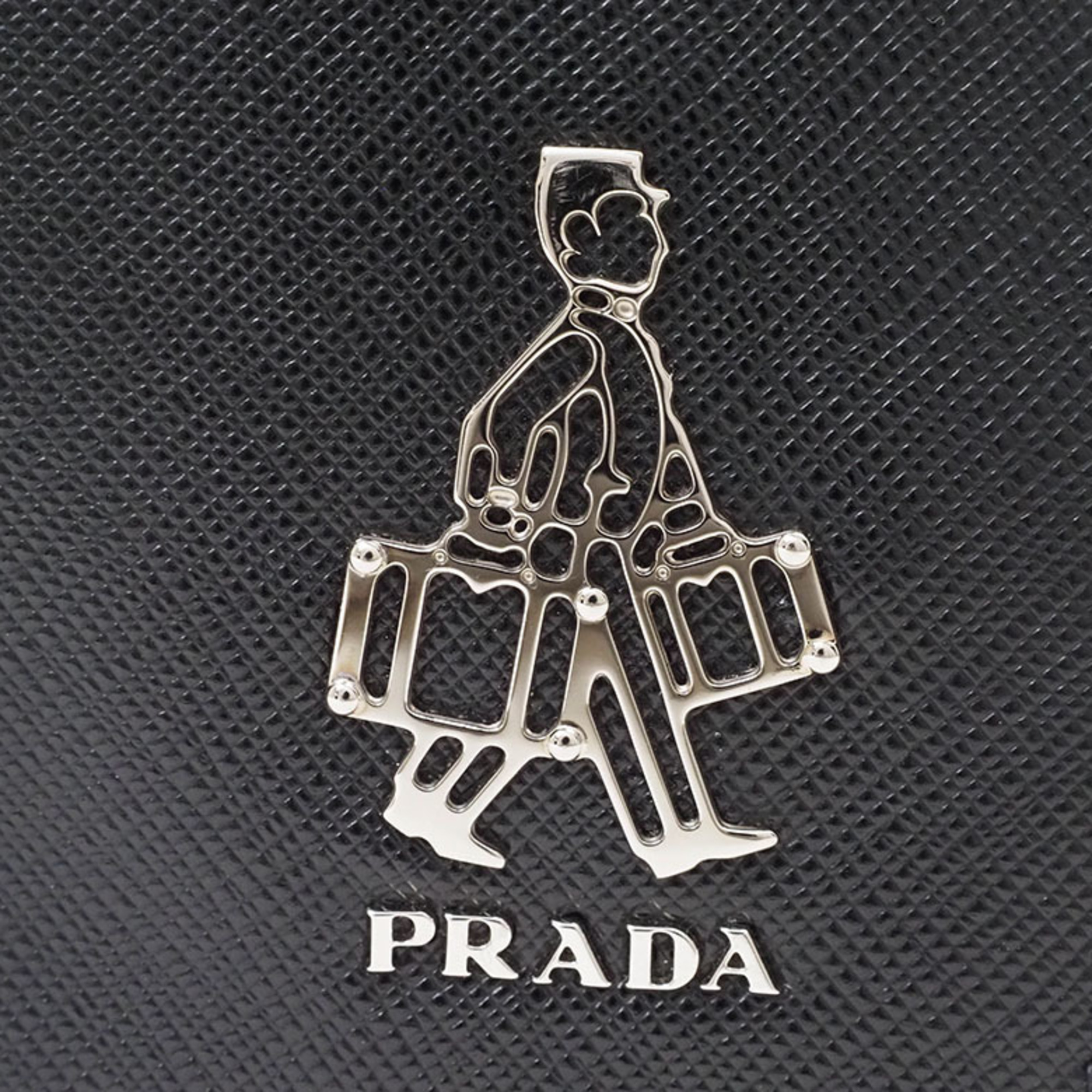 Prada Saffiano Bag Black VR0056 Men's Leather Clutch Second Porter PRADA