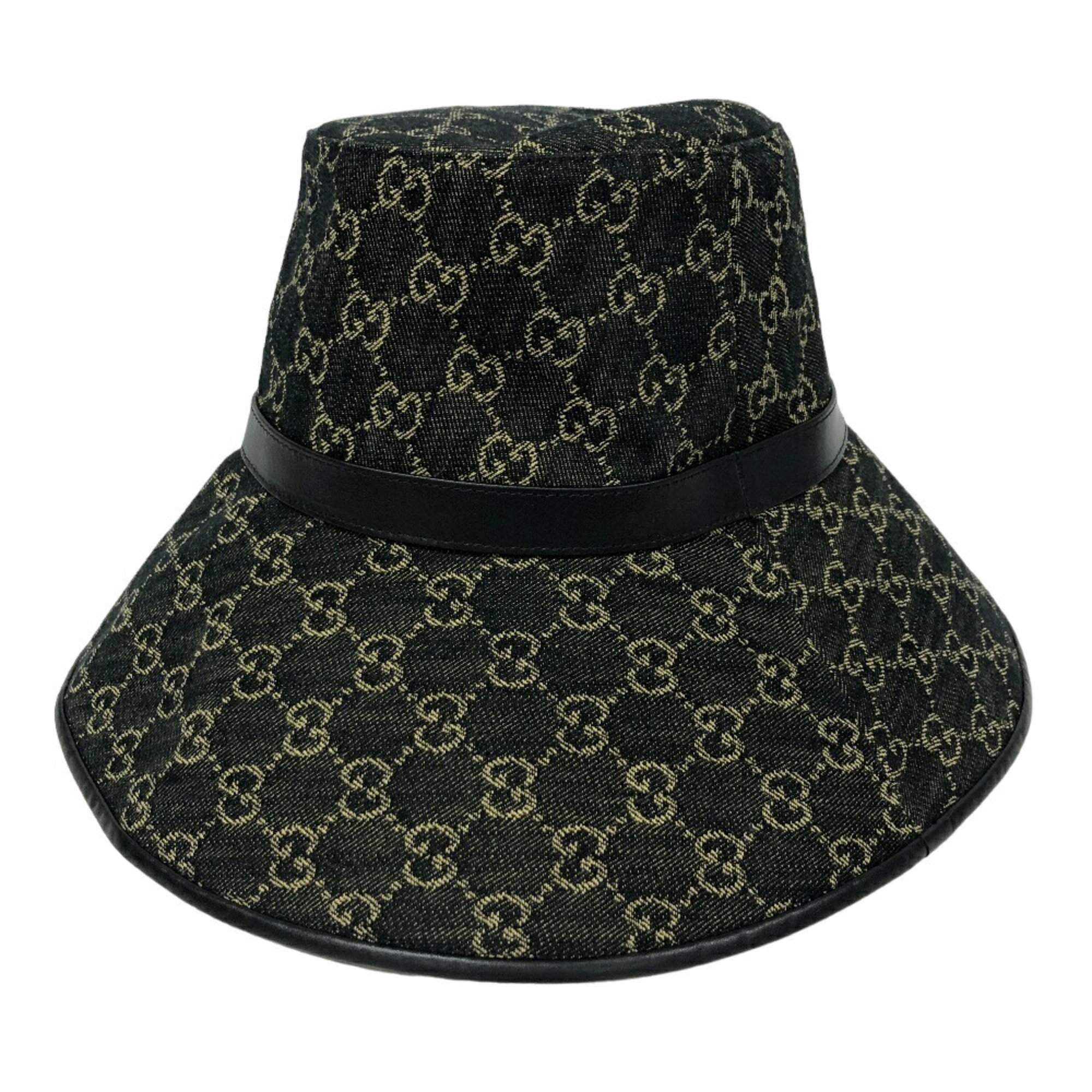 GUCCI 679455 GG Jacquard Denim M 57 Hat Black Unisex