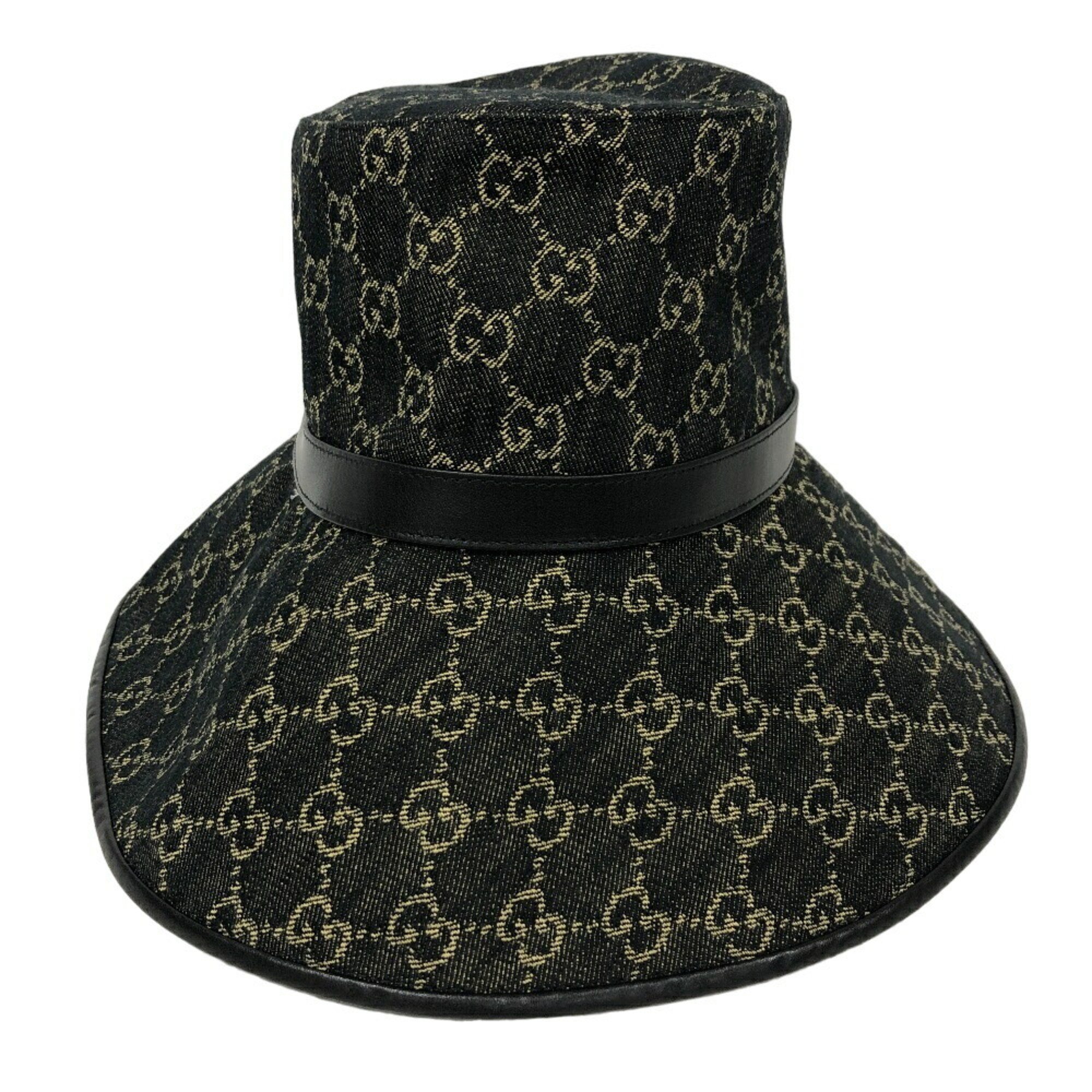 GUCCI 679455 GG Jacquard Denim M 57 Hat Black Unisex