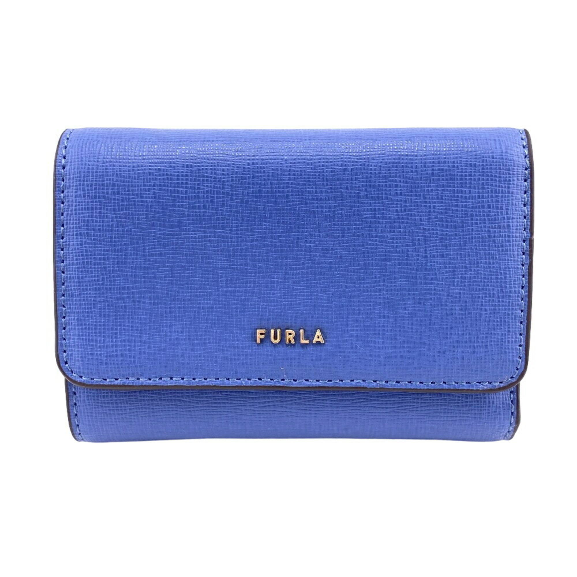 Furla PCZ0UNO Compact Wallet Zip Tri-fold Blue Women's