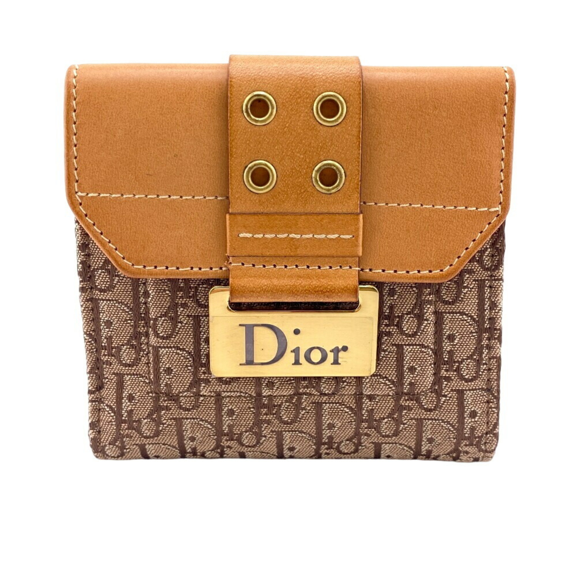 Christian Dior Trotter Bi-fold Wallet Beige Women's