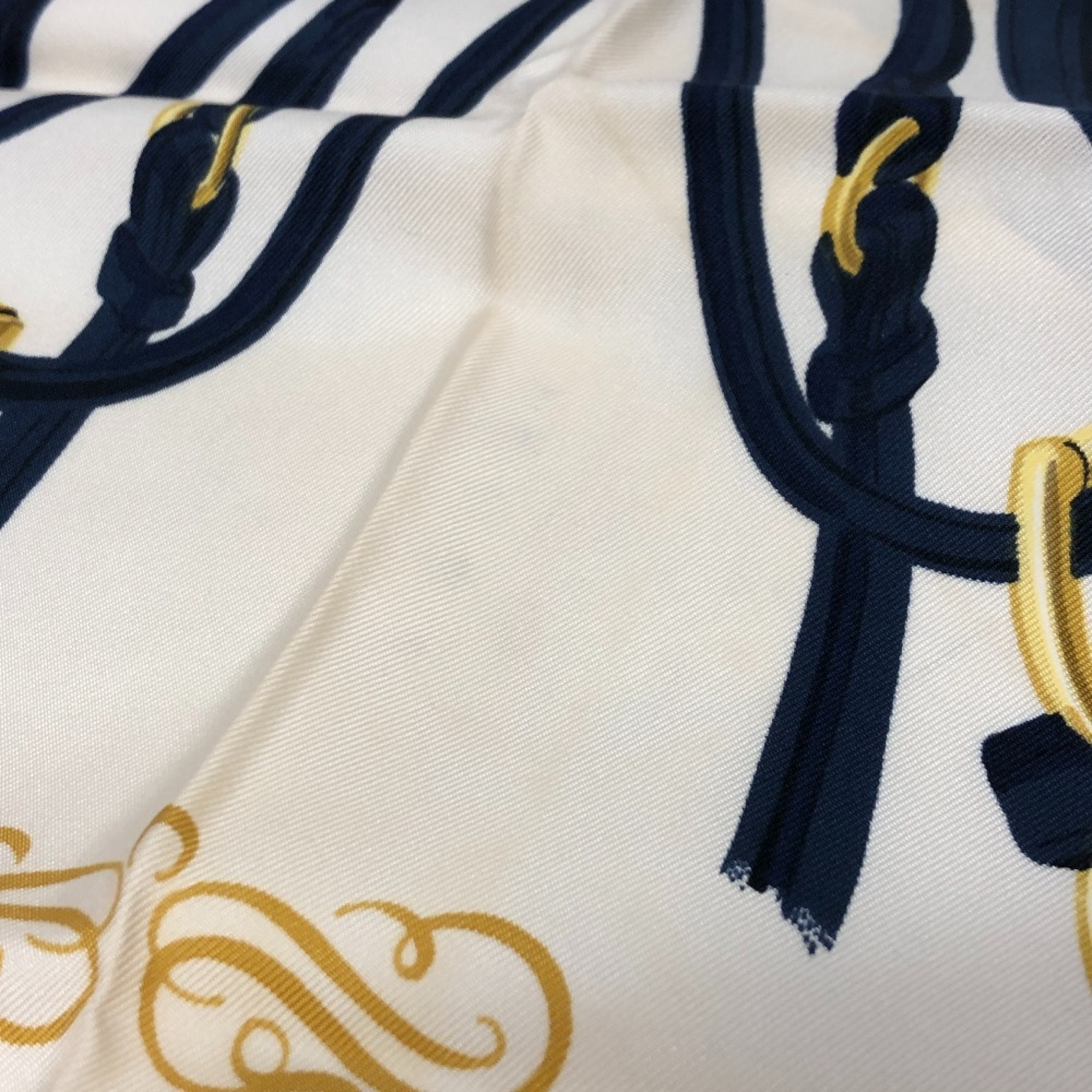 HERMES Hermes Carre 90 BRIDES de GALA Ceremonial Bridle Scarf Muffler Navy Unisex