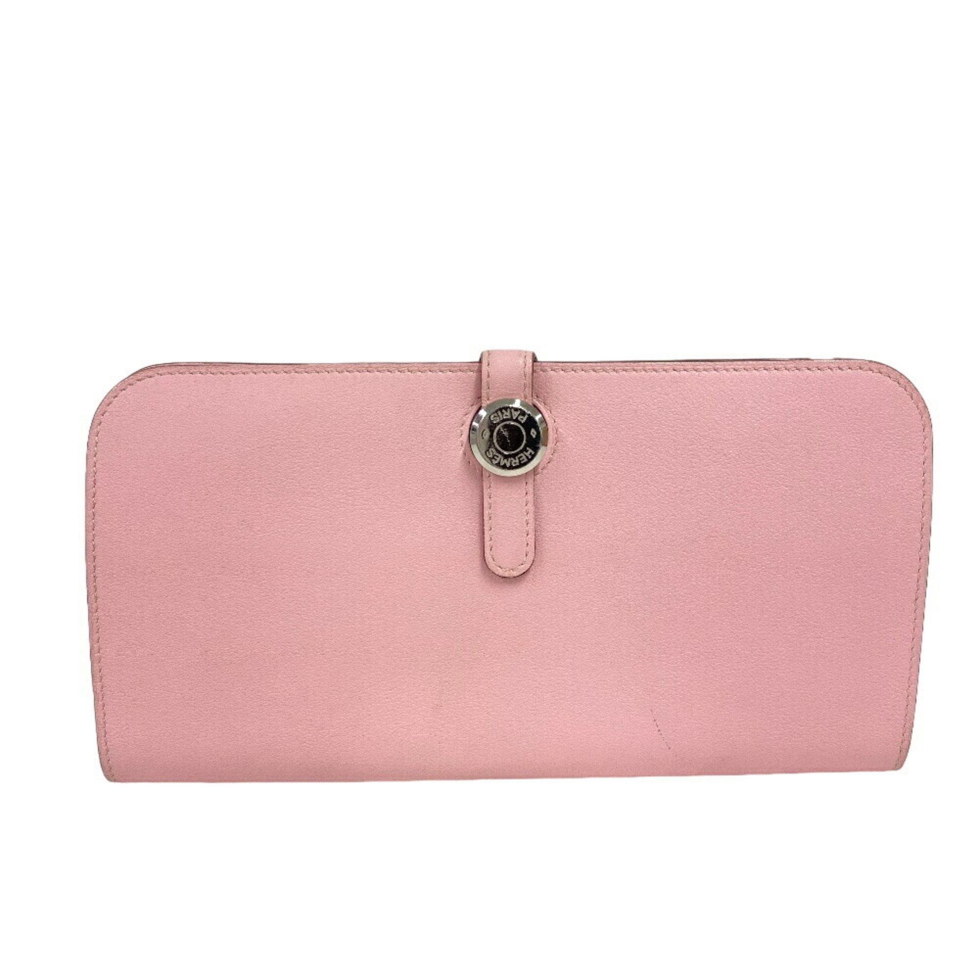 HERMES Dogon Long 2015 Wallet Pink Women's