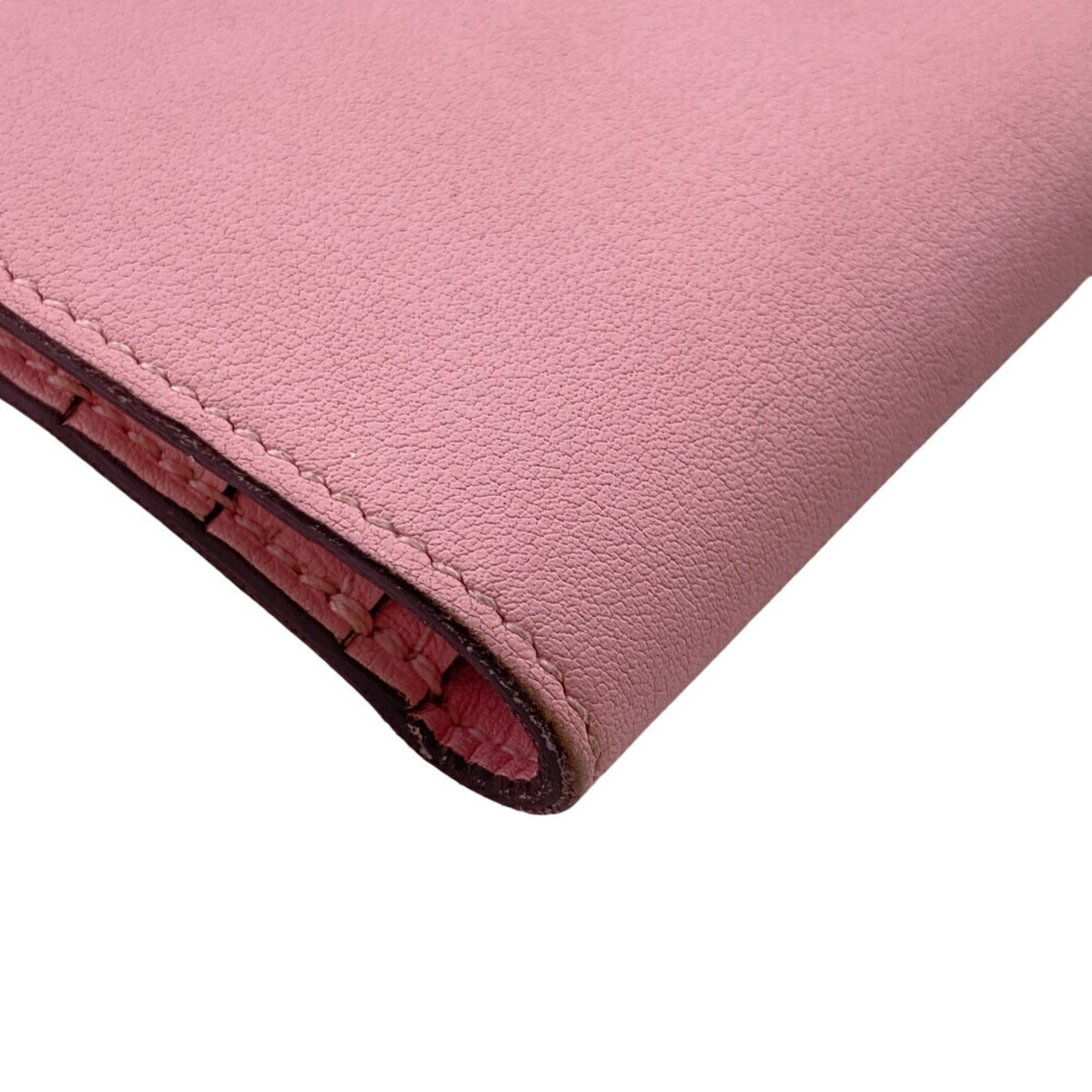 HERMES Dogon Long 2015 Wallet Pink Women's