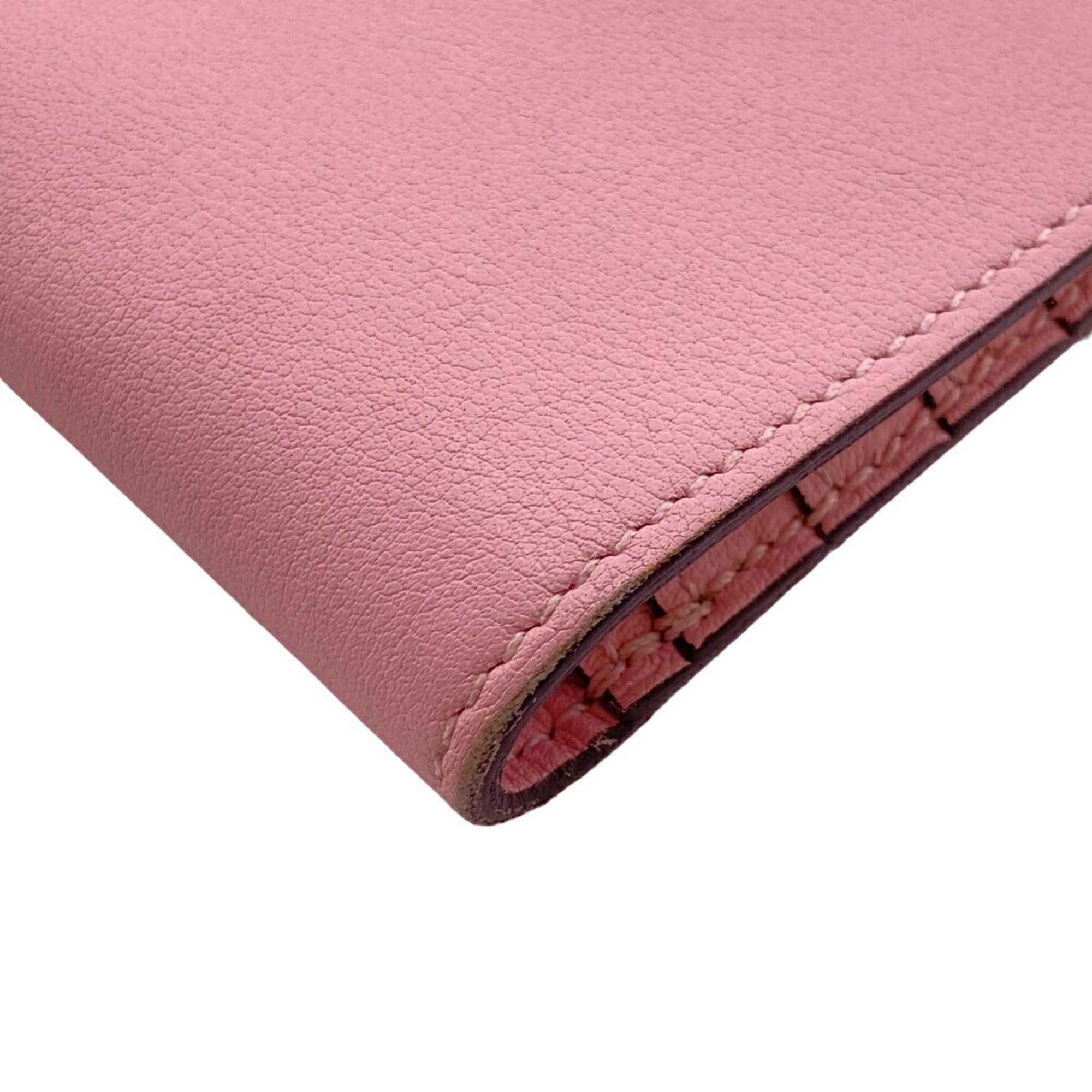 HERMES Dogon Long 2015 Wallet Pink Women's