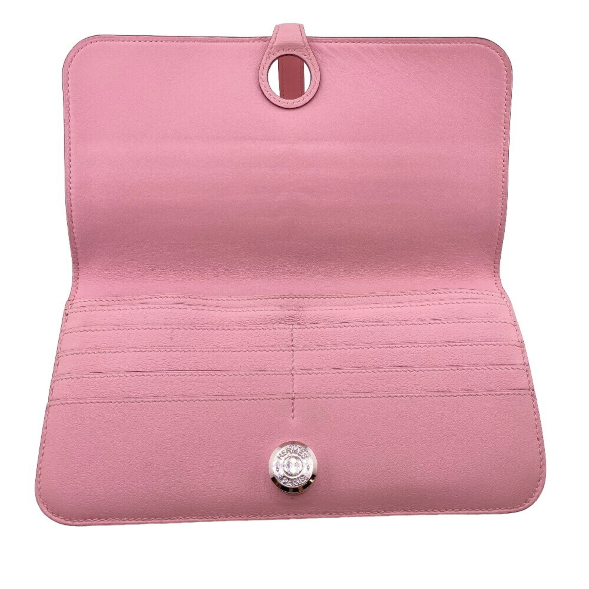 HERMES Dogon Long 2015 Wallet Pink Women's