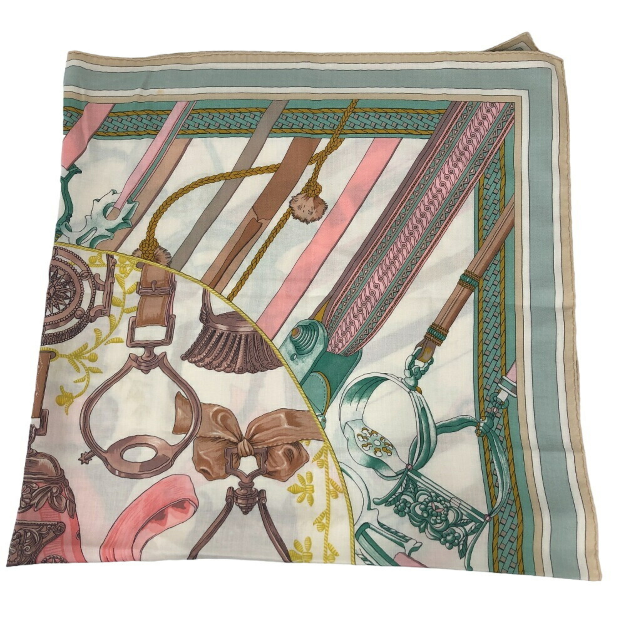 HERMES Hermes Carre Gean Duo d'Etriers Stirrup Scarf Muffler Beige Women's