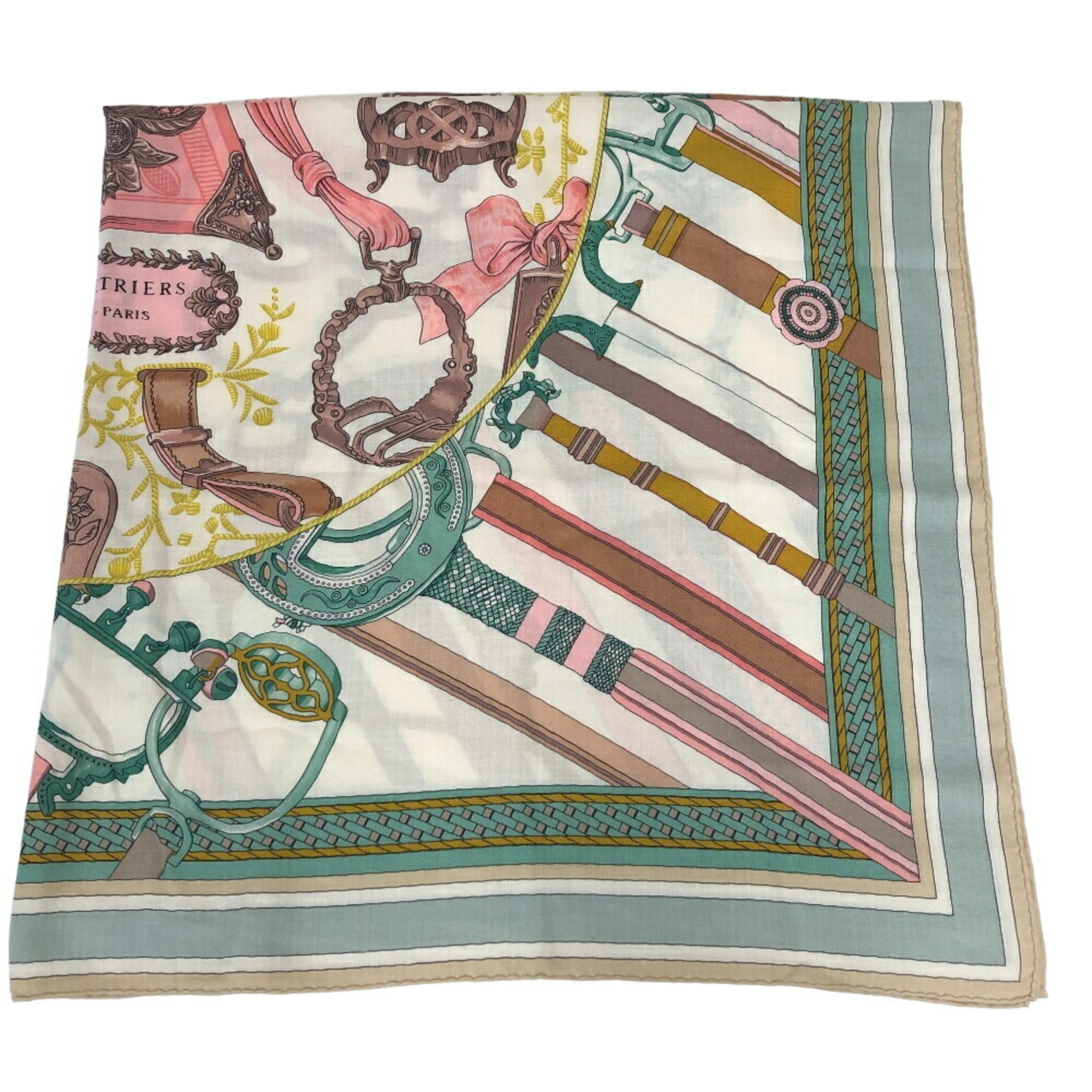 HERMES Hermes Carre Gean Duo d'Etriers Stirrup Scarf Muffler Beige Women's