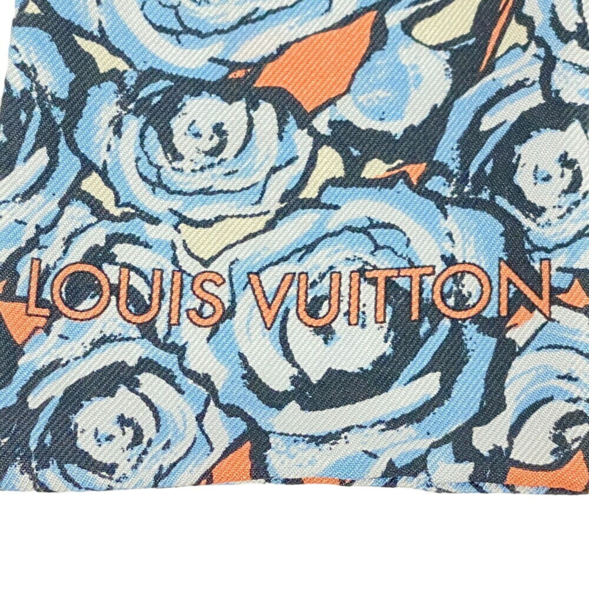 LOUIS VUITTON M75849 Bandeau Rock 'n' Roses Twilly Scarf Muffler Blue Women's