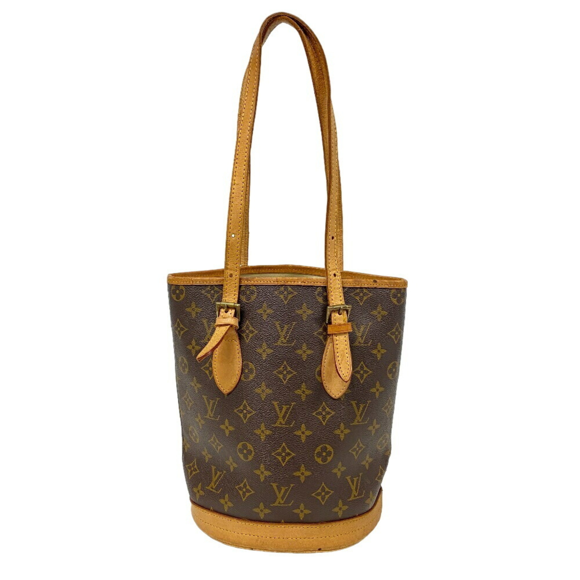 LOUIS VUITTON M42238 Petit Bucket Monogram Tote Bag Brown Women's