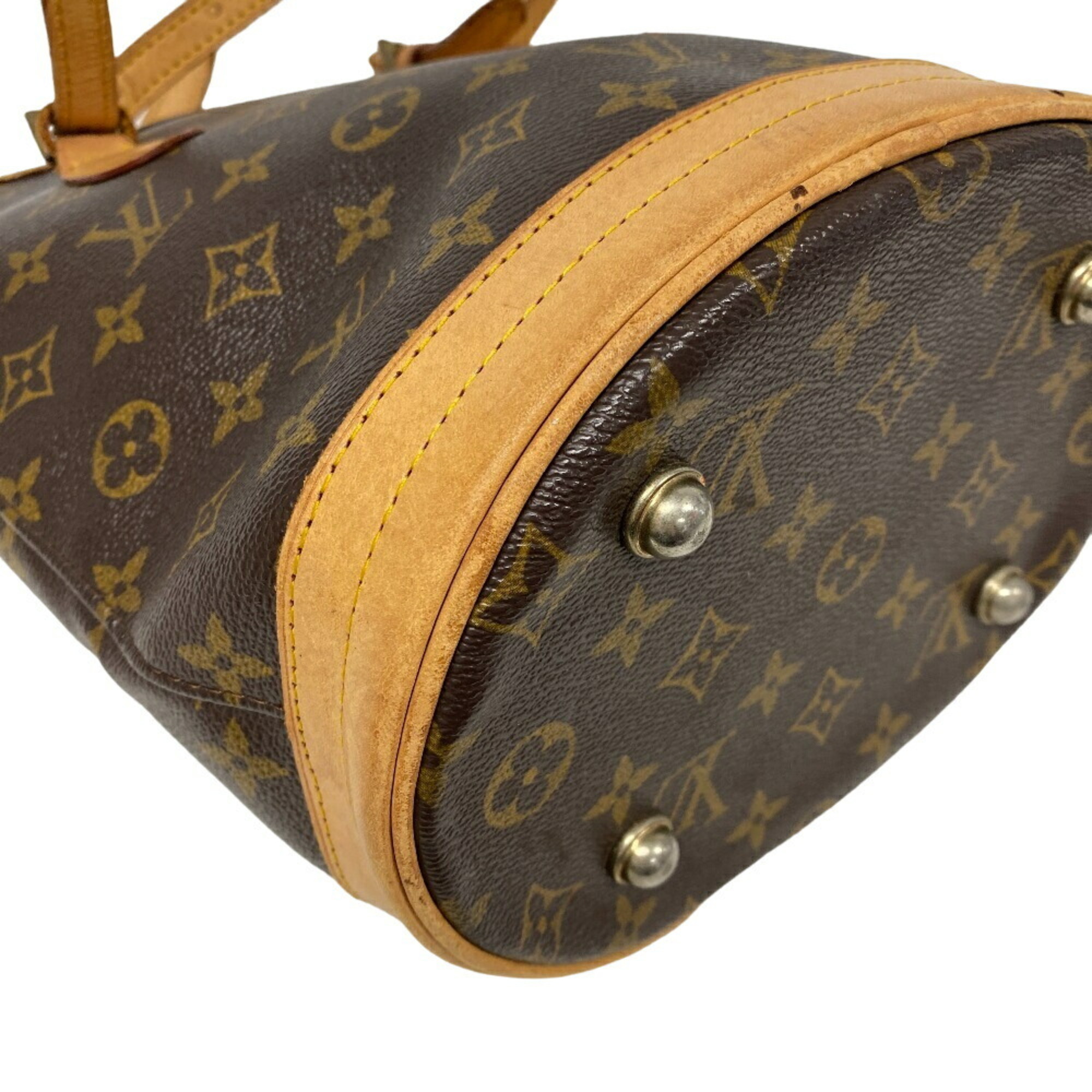 LOUIS VUITTON M42238 Petit Bucket Monogram Tote Bag Brown Women's