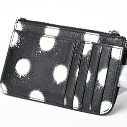 BALENCIAGA Coin Card Holder Case 637130 Leather Black/Polka Dot Pattern S-156304