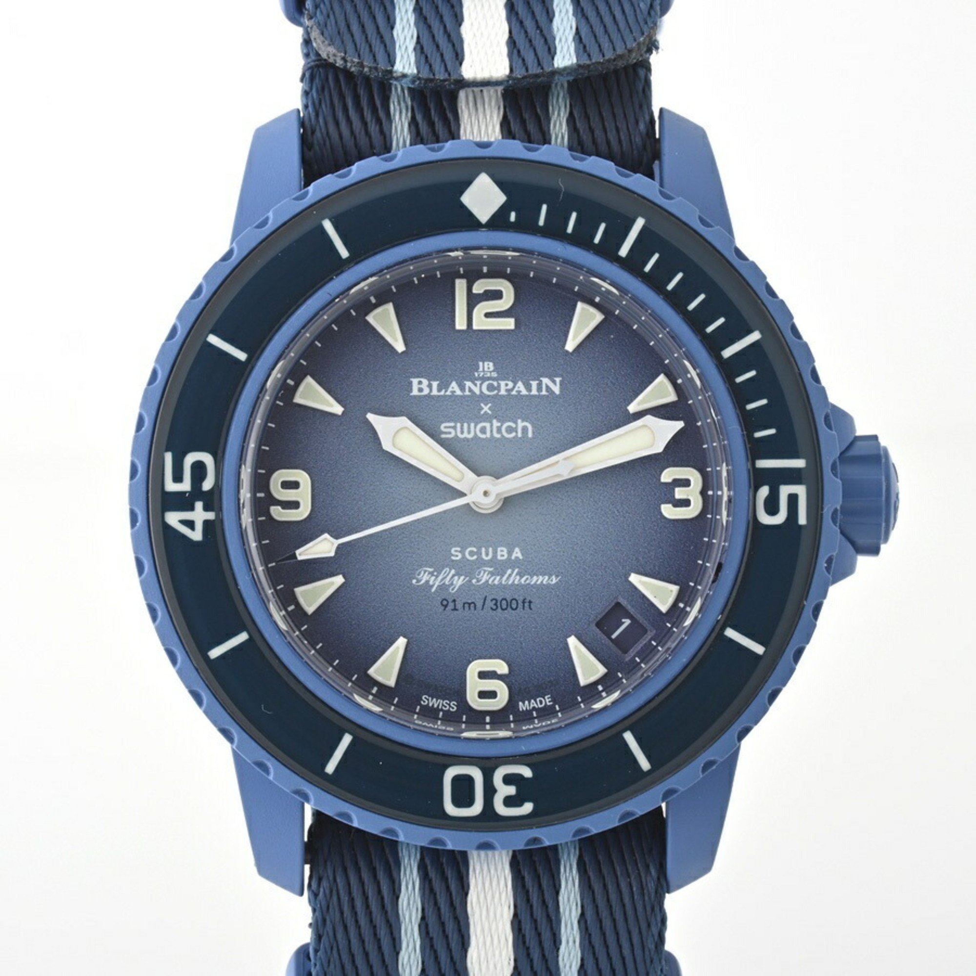 Swatch Blancpain Fifty Fathoms Atlantic Ocean S035A100 Blue Automatic Watch E-156173