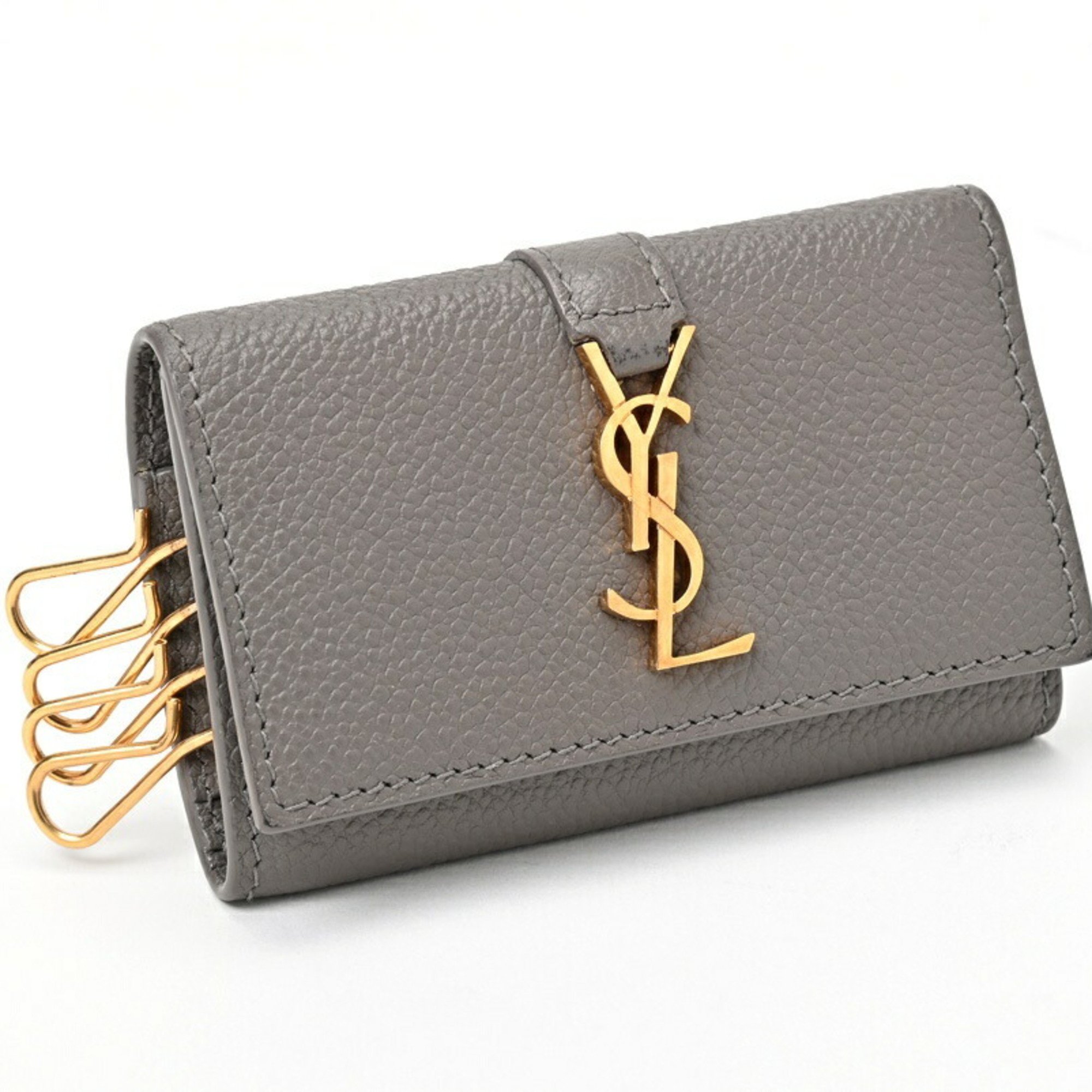 Saint Laurent Monogram Key Case 693749 Gray S-156229