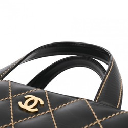 CHANEL Wild Stitch Boston Form Black A18121 Women's Leather Handbag