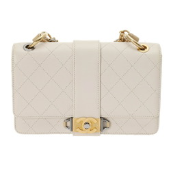 CHANEL Chanel Matelasse White Women's Calf Shoulder Bag