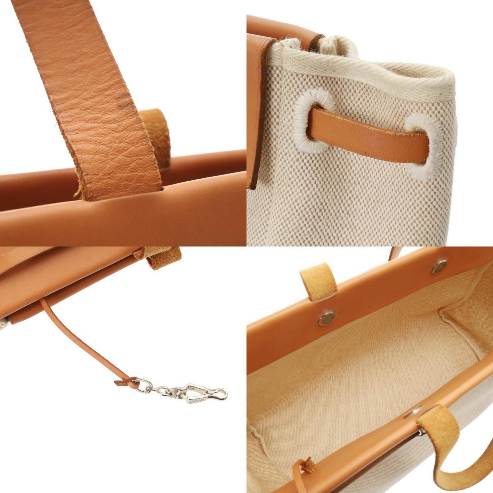 HERMES Hermes Airbag Cabas GM Beige Brown □F stamp (around 2002) Unisex Canvas Leather Tote Bag