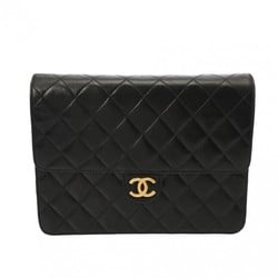 CHANEL Chanel Matelasse 22cm Chain Shoulder Black Women's Lambskin Bag