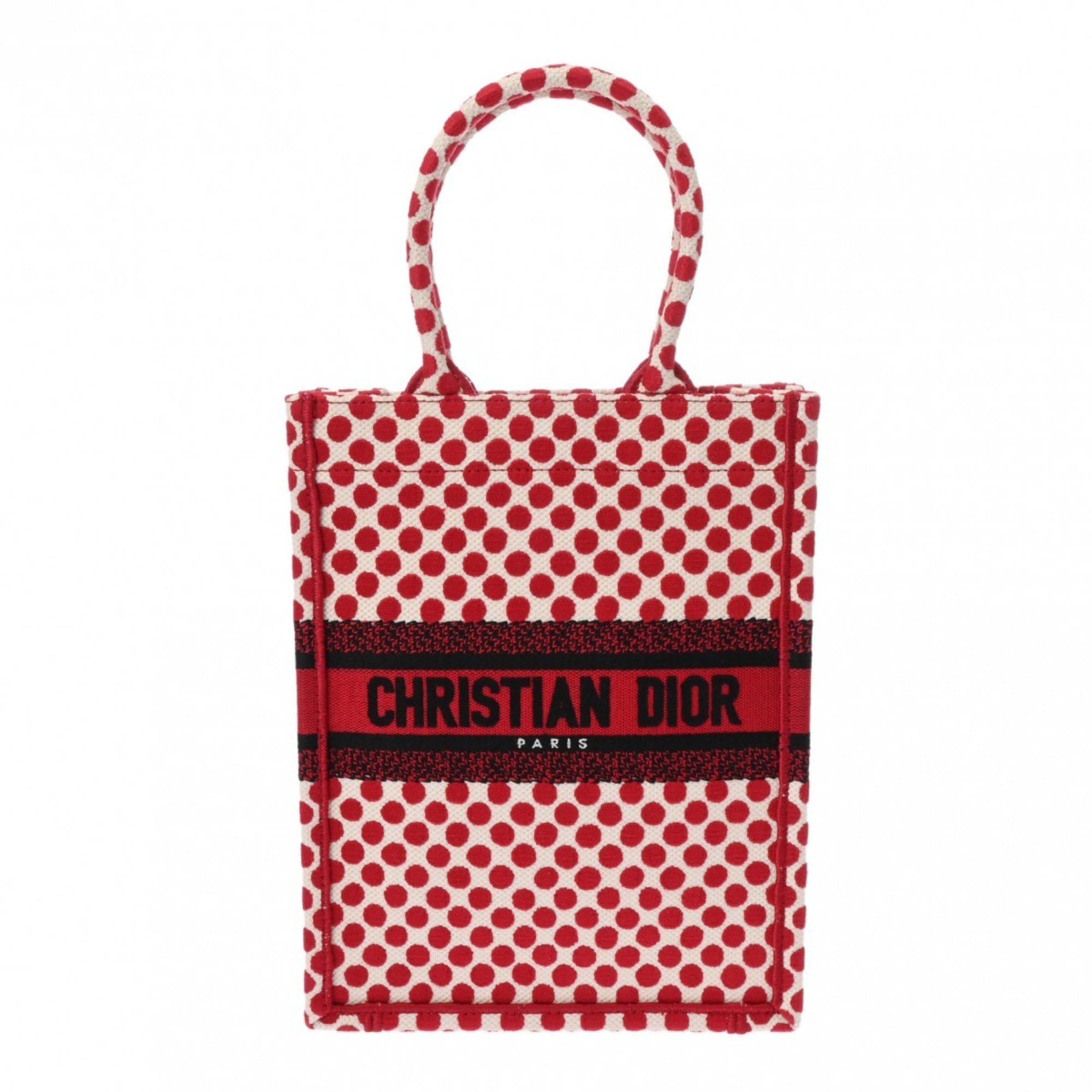 CHRISTIAN DIOR Christian Dior Vertical Book Tote Flower Red/White Women's Canvas Handbag