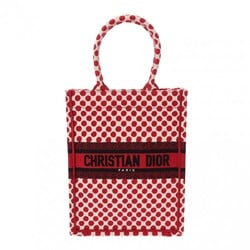 CHRISTIAN DIOR Christian Dior Vertical Book Tote Flower Red/White Women's Canvas Handbag