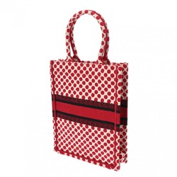 CHRISTIAN DIOR Christian Dior Vertical Book Tote Flower Red/White Women's Canvas Handbag