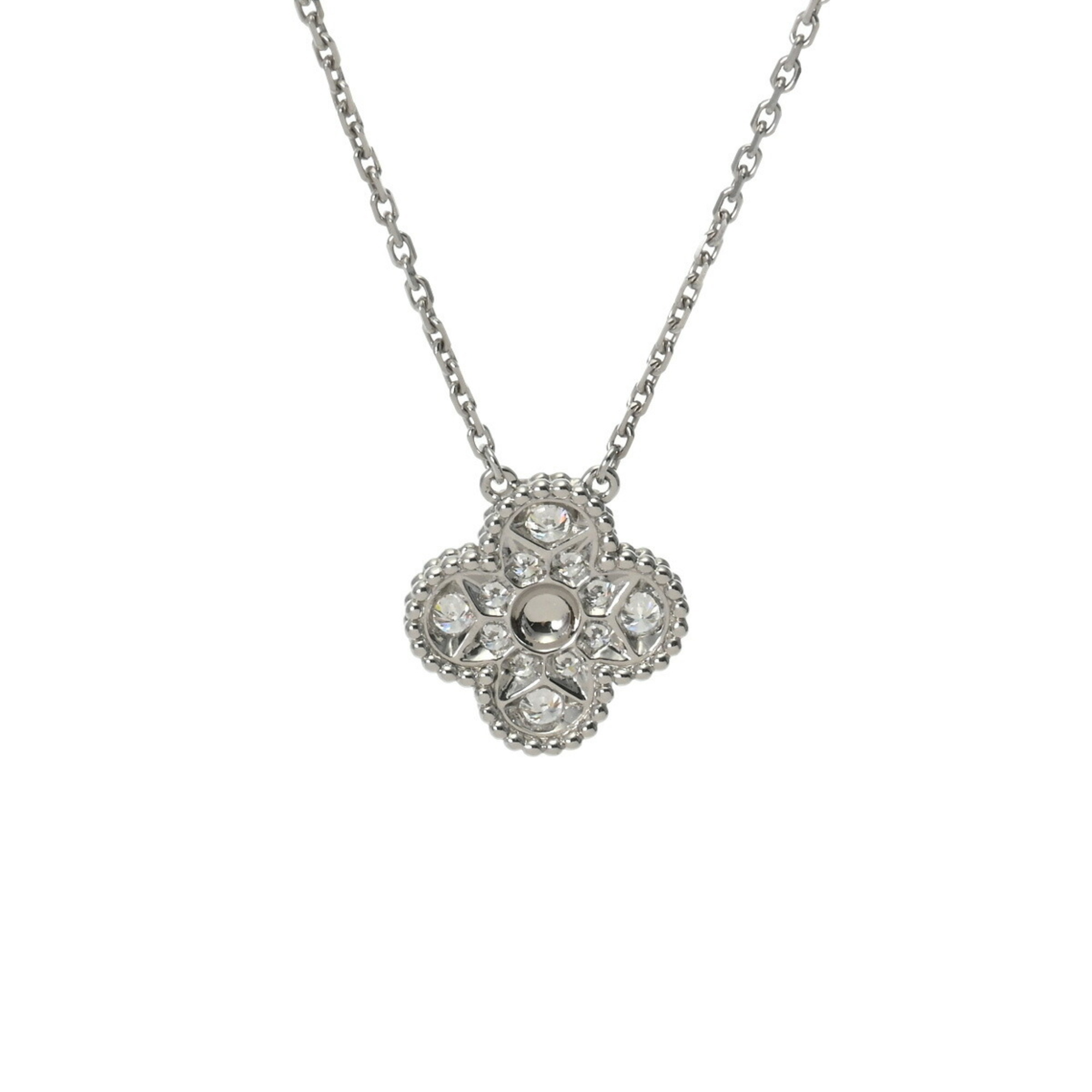 VAN CLEEF & ARPELS Alhambra Diamond VCAR6100 Women's 18K White Gold Necklace