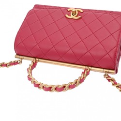 CHANEL Chanel Matelasse 20cm Pink Women's Calfskin Shoulder Bag