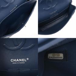 CHANEL Chanel Matelasse Chain Shoulder Double Flap 25cm Navy Women's Caviar Skin Bag