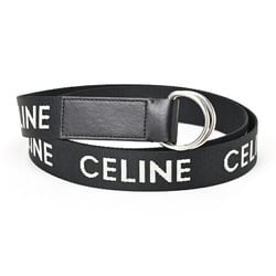 CELINE Medium Double Ring Belt 45AVS2AEO.38SI Jacquard Textile/Calfskin Black S-156349