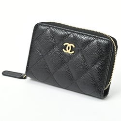 CHANEL Matelasse Classic Zip Coin Purse AP0216 Caviar Skin Black B-156337