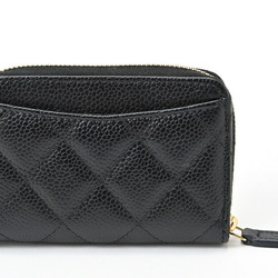 CHANEL Matelasse Classic Zip Coin Purse AP0216 Caviar Skin Black B-156337