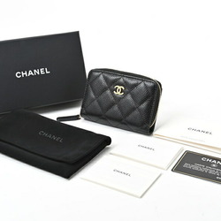 CHANEL Matelasse Classic Zip Coin Purse AP0216 Caviar Skin Black B-156337