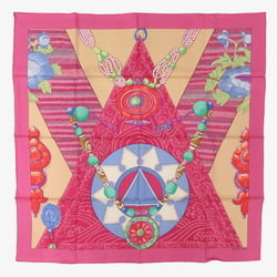 Hermes Carre 90 TIBET 2 Silk Pink Scarf 0217HERMES