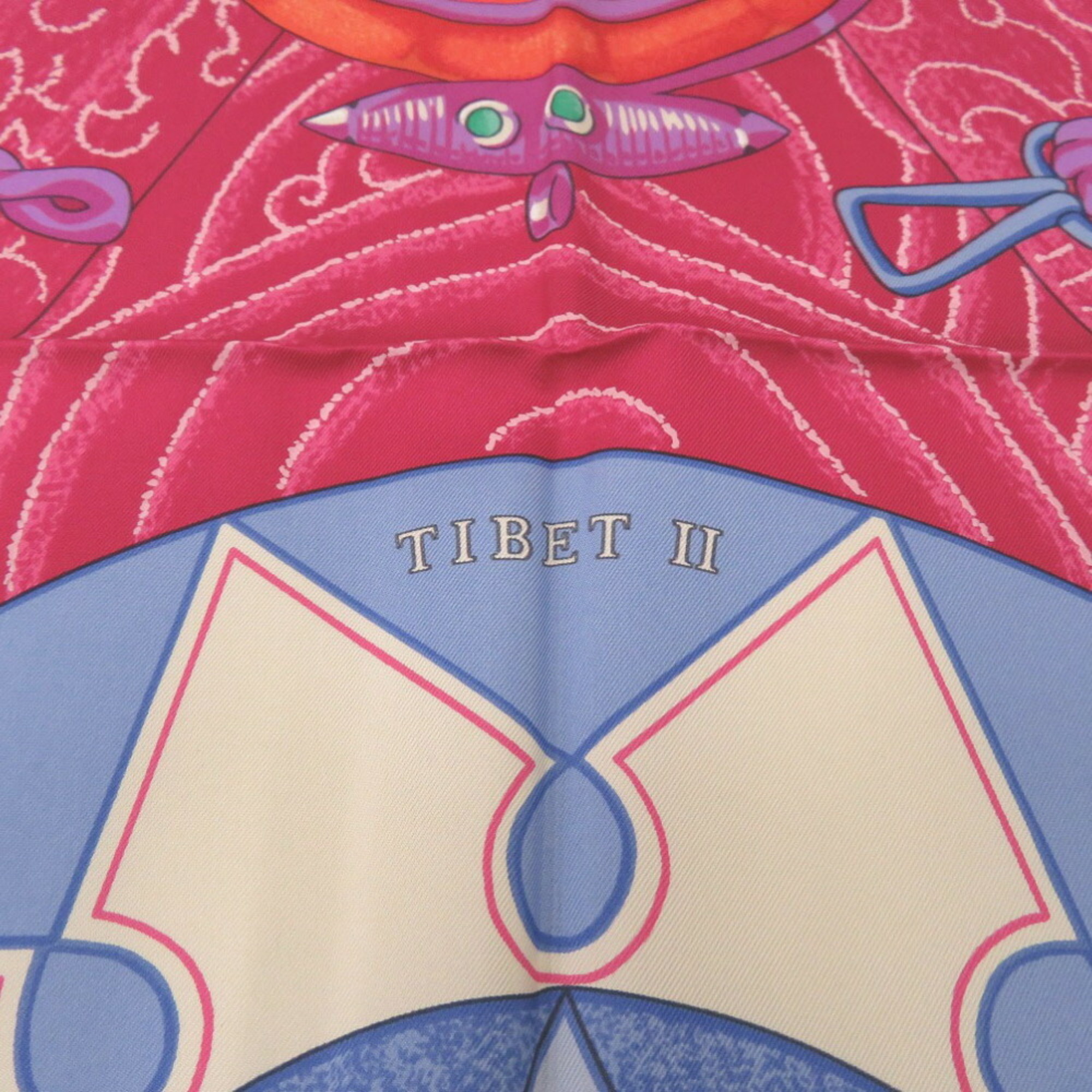 Hermes Carre 90 TIBET 2 Silk Pink Scarf 0217HERMES